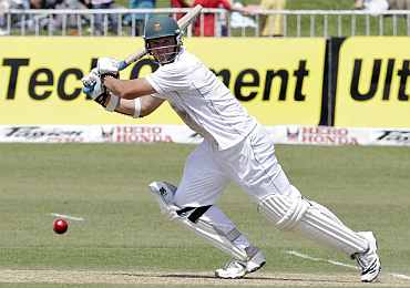 South Africa's Graeme Smith plays a shot during the second Test against India in Durban