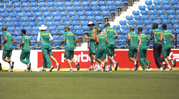 South African team during a warm up session