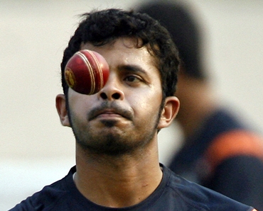 India pacer S Sreesanth goes through a bowling drill