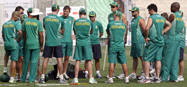 The South African team during a practice session on Friday