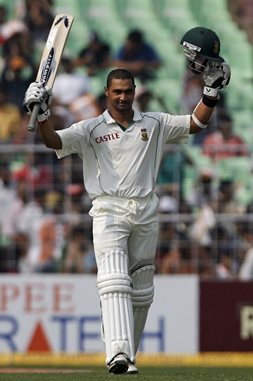 Alviro Petersen celebrates after getting to hundred