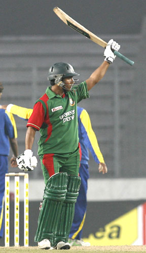 Ashraful celebrates after hitting a half-century