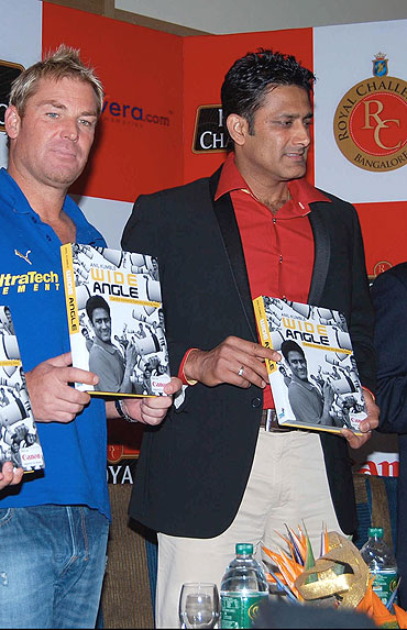 Shane Warne and Anil Kumble launch the book