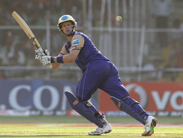 Adam Vogues hit two boundaries and two huge sixes