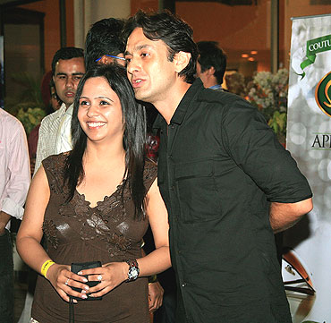Owner of Punjab Kings XI Ness Wadia (right) with a friend