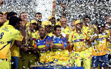 Chennai Super Kings lift the IPL trophy