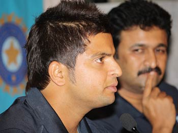 Suresh Raina and GVK Ranga Raju, captain and manager (Team India)