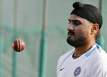Harbhajan Singh during a practice session in Motera on Monday