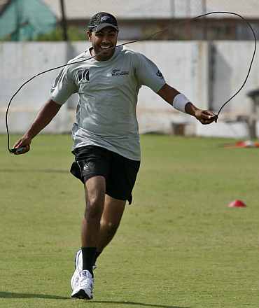 Jeetan Patel during a practice session in Ahmedabad