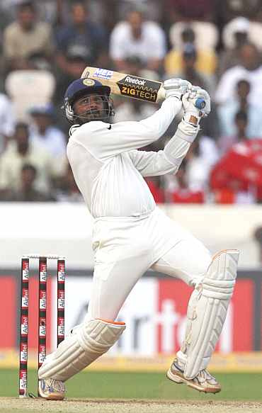Harbhajan Singh hits a six