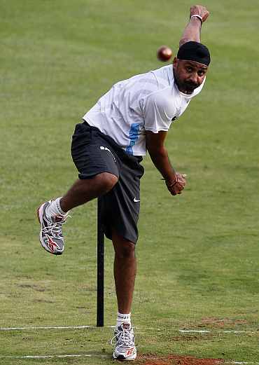 Harbhajan Singh during a practice session