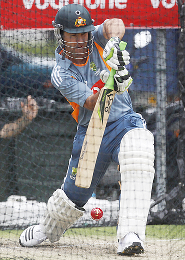 Ricky Ponting during a practice session in Brisbane
