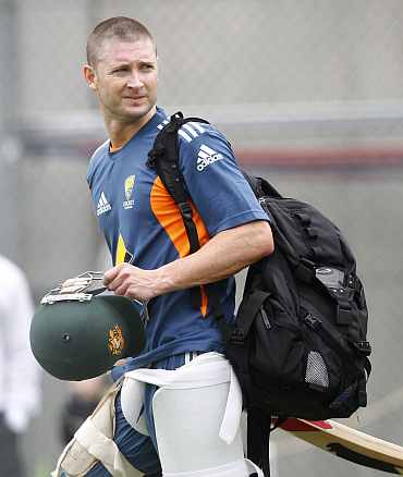Michael Clarke during a practice session ahead of the first Ashes Test in Brisbane