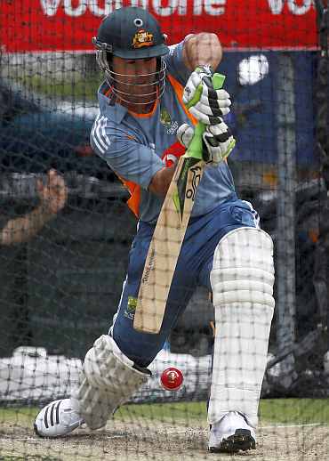Ricky Ponting during a practice session in Brisbane