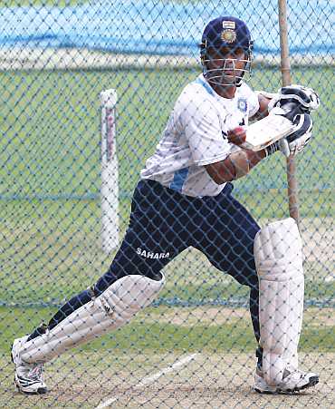 Sachin Tendulkar during a nets session
