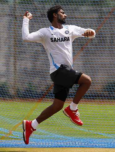 Praveen Kumar during a practice session