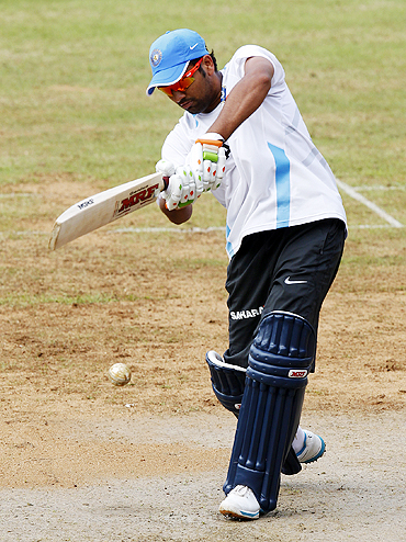 Rohit Sharma during practice on Saturday