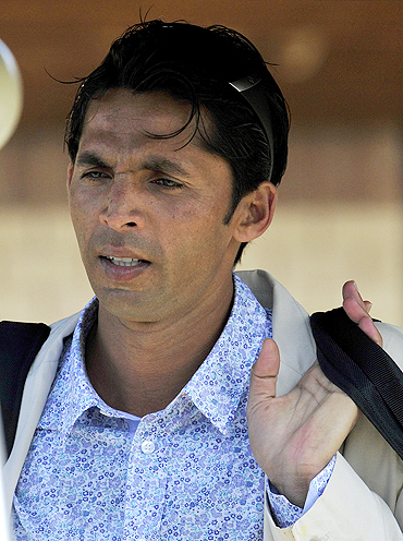 Mohammad Asif outside the team hotel on Tuesday
