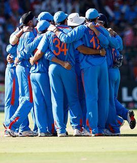 Team India in a huddle