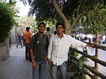 Youngsters Vipul and Rahul wait in hope of getting a ticket