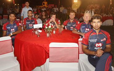 Delhi Daredevils team members at a function in Delhi on Wednesday