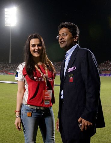 Preity Zinta  with former IPL chairman Lalit Modi