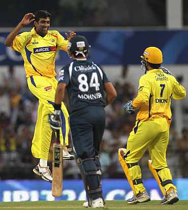 R Ashwin celebrates after picking up a wicket