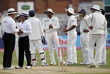 Indian players during the second Test at Trent Bridge