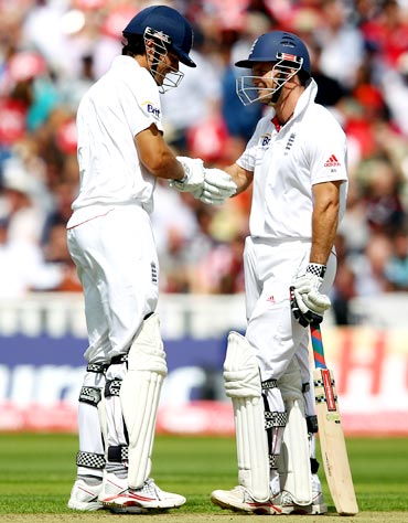 Andrew Strauss (right) with Alastair Cook