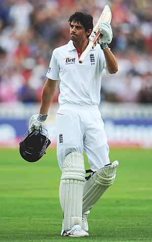 Alastair Cook acknowledges the applause from the crowd after being dismissed for 294