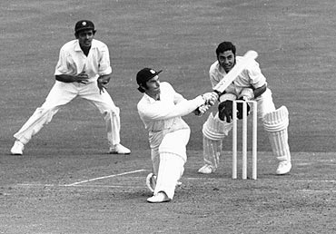 Alan Knott bats against India