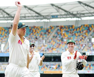 James Pattinson celebrates a five-wicket haul on his Test debut against New Zealand in 2011