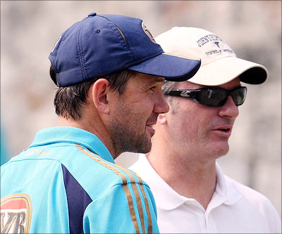 Steve Waugh (right) with Ricky Ponting
