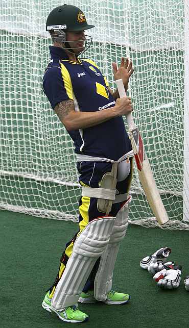Michael Clarke during a practice session