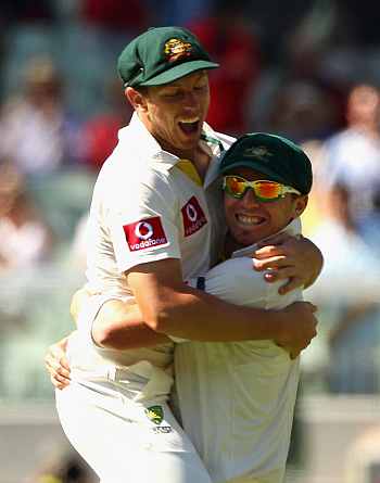 James Pattinson (left) with Peter Siddle