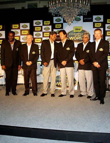 (Left to right): Clive Lloyd, Allan Border, Kapil Dev, Imran Khan, Arjuna Ranatunga and Steve Waugh