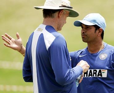 Greg Chappell (left) with Sachin Tendulkar