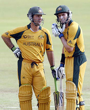 Ricky Ponting and Mike Hussey