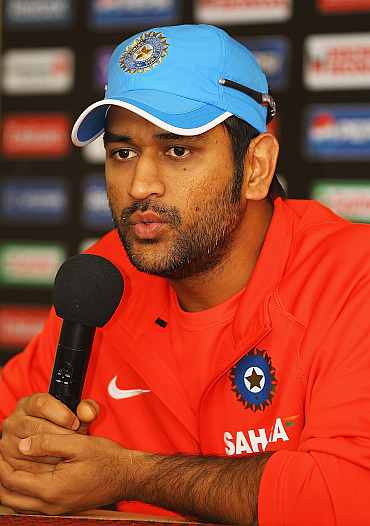 MS Dhoni at a press conference