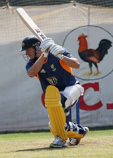 Shane Watson in action during a practice session