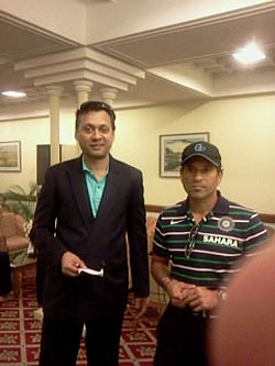 S Zaman with Sachin Tendulkar at Dhaka International airport