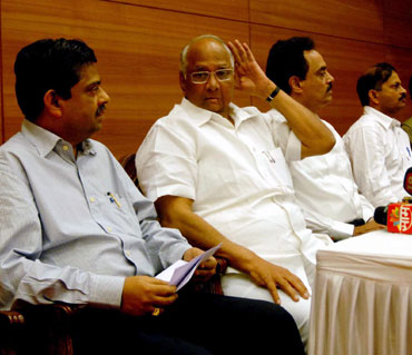 (From left to right): Ratnakar Shetty, Sharad Pawar, MCA vice-president Dilip Vengsarkar and joint secretary Lalchand Rajput