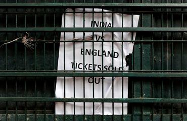 A sign on a ticket booth at the M. Chinnaswamy Stadium in Bangalore on Thursday