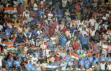 Indian fans at the Chinnaswamy stadium