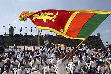 Sri Lankan children during a Test match in Galle