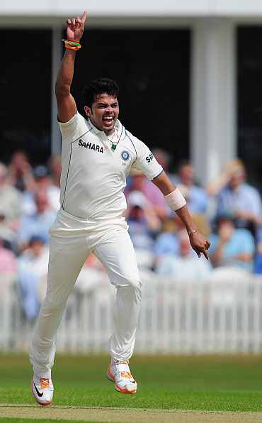 S Sreesanth appeals in vain for a wicket during day one of the tour match between Somerset and India