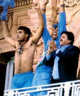 Sourav Ganguly on the Lord's balcony