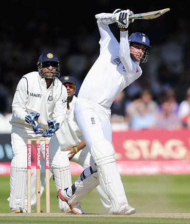 Stuart Broad of England bats during day four