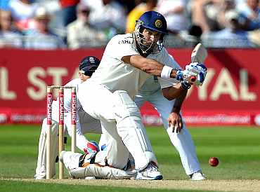 Yuvraj Singh plays a shot during his match against England