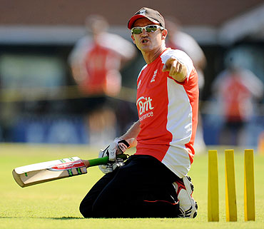 England's coach Andy Flower during a training session